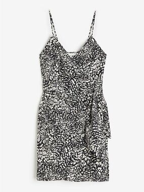 H&M Black and White Printed Mini Wrap Dress